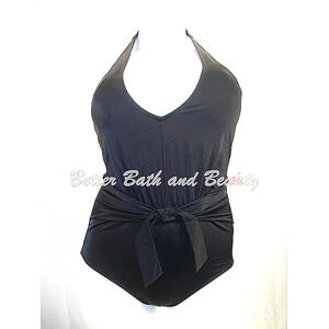 16 Tropical‎ Escape Plus Size Halter 1PC Swim Suit Black NWT